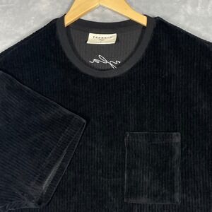 YoungLA 419 Velour Corduroy Pocket T-Shirt Black Mens L Ribbed Streetwear